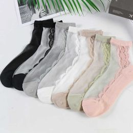 Socks Hosiery Women's transparent nylon and cotton socks short and cool socks for women spring and summer P230516