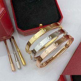 Bangle With Box Set Uni Love Bracelets Sier Rose Gold Bracelet Stainless Steel Women Men Screwdriver Designer Couple Drop Delivery Je Dh83M