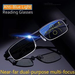 Reading Glasses Intelligent Multifocal progressive reading glasses for men women near and dual-use Anti-Blue Light automatic adjustment Eyewear 230516