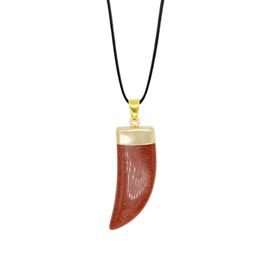 Pendant Necklaces New Vintage Quartz Crystal Necklace For Women Gold Chain Natural Stone Amethyst Pendants Jewellery Drop Delivery Dhm2T