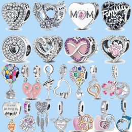925 sterling silver charms for Jewellery making for pandora beads Wholesale Infinity Love Mum Heart to Heart Dangle Bead