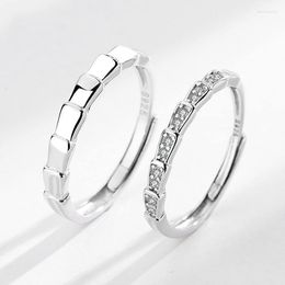 Cluster Rings S925 Sterling Silver Love Couple Ring Men And Women Simple Style Adjustable Fine Jewellery For Engagement Wedding Birthday Gift