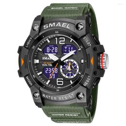 Wristwatches Fashion Smael Military Watch Quartz Sport 50m Waterproof Alarm Clock Light Analogue Digital Male Clocks Mens Watches