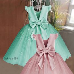 Baby Girl Solid Backless Tulle Dress 1-6T Children Bow Designer Skirt Kids Spring & Summer Princess Dresses