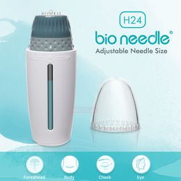 Bio Needle H24 Pins 0-1.5mm Adjustable Length Titanium Microneedling Derma Roller Hydra Stamp Skin Care Whitening Skin Rejuvenation Micro Needle