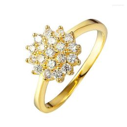 Cluster Rings 14K Gold 1.5 S Diamond Ring For Women Luxury Engagement Bizuteria Anillos Gemstone Yellow Wedding Box