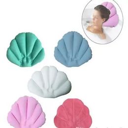 Soft Bathroom Pillow shower caps Home Comfortable Spa Inflatable Bath Cups Shell Shaped Neck Bathtub Cushion Accessories