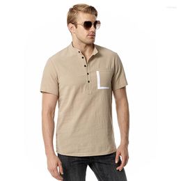 Men's T Shirts Mens Fashion Thin Slim Short-sleeved Linen Beach T-Shirt Summer Casual Sport Tees Fit Cotton Fiberflax Polo Shirt Tops