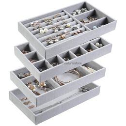 Jewellery Tray 4Pcs/Lot Organiser Veet Storage Display Ring Bracelet Necklace Box Showcase Der Drop Delivery Packaging Otjut