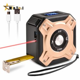 Tape Measures 40M Laser Tape Measure Distance Meter Digital Retractable Roll Cord Rangefinder Woodworking Laser Measuring Tool Accessories 230516