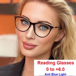 Reading Glasses Women Cat Eye Reading Glasses TR90 Eyeglasses Frame Presbyopia Glasses Leesbril Dames 1.5 2.0 2.25 3.5 Anti Blue Light 230516