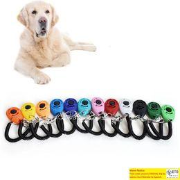 Pet Dog Training Click Clicker Agility Training Trainer Aid Dog Training Obedience Supplies with telescopic rope and hook