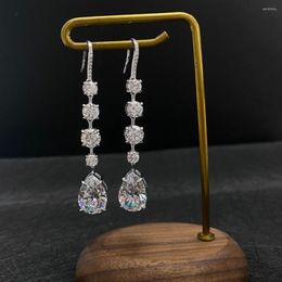 Dangle Earrings Soild 925 Sterling Silver 3ct Diamond Earring Jewellery Party Wedding Drop For Women Bridal Engagement Bijou Gift