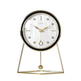 Desk Table Clocks Creative Luxury Desk Clock Swing Table Clock Swing Clock Silent Watch Gold Metal Living Room Pendulum Desktop Clocks Home Decor AA230515