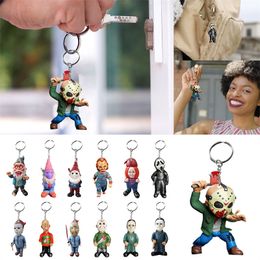 Halloween Keychain Horror Character Scary Movies Figure Pendant Hanging Key Chain Backpack Acrylic Key Ring Decoration