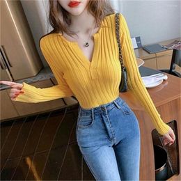 Women's Sweaters Early Autumn Women's Knit Sweater Collocation Style Fashion Western Bomb Street Age-Reducing Top H1214