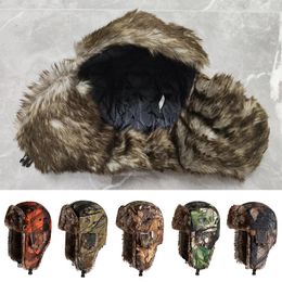 Berets Colorful Unisex Earflap Hat Winter Warm Outdoor Flaps Ski Riding For Women Men Comfortable Flce Camouflage Elderly Caps