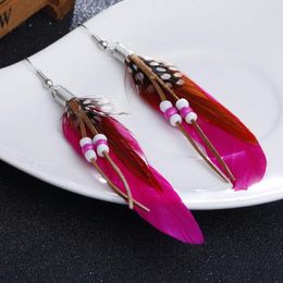 Stud Earrings Modern Women's 2023 Bohemian Style Bead Tassel Feather Fashion Chain Dangle Earring