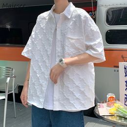 Men's Casual Shirts Shirts Men Male Clothing Summer Stylish Ins Pure Colour Design Trendy Streetwear Teens Chemises Simply ly Hip Hop Cool 230516