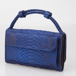 Evening Bags Alirattan Luxury Snake Pattern Blue Hand Cross Body Shoulder Bag Snakeskin Designer Day Clutch Chain Crossbody