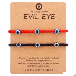 Charm Bracelets Turkey Blue Evil Eye Card Bracelet Women Handmade Black Red Rope Chain Lucky Eyes Beads Girl Party Jewelry G Dhgarden Dhy8W