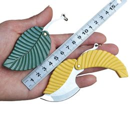 Mini Leaf Folding Knife Keychain Hand Tools Pendant Portable Outdoor Camping Pocket Knives Survival Tool 2 Colours