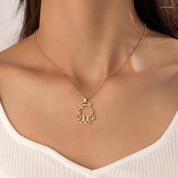 Chains Statement Hollow Out Robot Pendant Neckalce For Women Simple Trendy Alloy Adjustable Party Jewelry Gifts Accessories