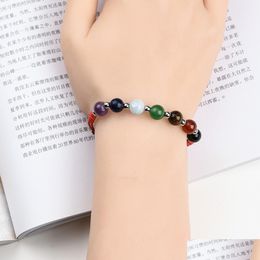 Cuff Natural 7 Chakra Stone Women Bracelets Romantic Vintage Bohomia Leather Crystal Yoga Bangles For Girls Sier Beads Drop Delivery Dhndr
