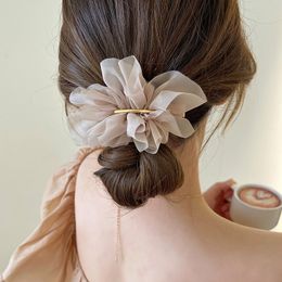 S3651 Chiffon Flower Hairpin Hair Clip For Women Bobby Pin Lady Girls Ponytail Clip Barrette Headdress Hair Accessories