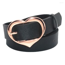 Belts Simple Black Pin Buckle Heart-Shaped PU Belt Student Cute Decoration All-Matching Jeans Pant Women