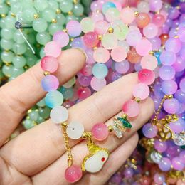 Charm Bracelets 2023 Fashion 8mm Cute Candy Beaded Bracelet For Women Sweet Girls Elegant Crystal Hand Jewelry Party Accessories