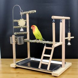 Other Pet Supplies Natural Living Playground for Parrot Bird Swing Climbing Hanging Playstands Activity Centre Wooden Exercise Play Perch 230515