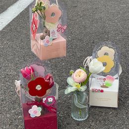 Gift Wrap 5PCS Hand-carried Flower Box 3.8 Goddess Day Arrangement Transparent PVC Single Rose Bouquet Packaging Small