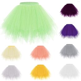 Skirts Women Tulle Skirt Short Tutu Pleated Mini Mesh Princess Puffy Petticoat Ballet Dancewear Party Costumes Ball Gown