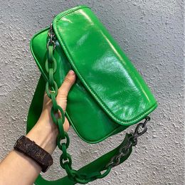 Evening Bags High Quality Underarm Shoulder Bag Simple Fashion Green Luxury Women Ladies Genuine Cowhide Leather Bolsa Handbag Women's