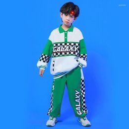 Stage Wear Kids Hip Hop Clothing Checkered Sweatshirt Crop Tops Casual Jogger Pants Streetwear For Girl Boy Jazz Dance Costume Teen Clothes