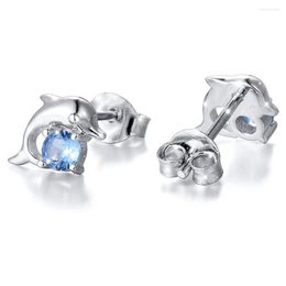 Stud Earrings CAOSHI Fresh Style Dolphin For Women Ocean Blue Crystal Jewellery Teens Young Lady Everyday Life Accessories Gift
