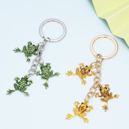 Woman Car Accessories Green Frog Rhinestone Pendant Keychain DIY Key Rings Crystal Animal Key Chains Accessories Fun pendant