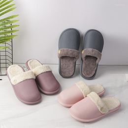 Slippers Rimocy Warm Winter Home Women 2023 Button Non-slip Indoor Slides Woman Comfortable Soft Flat Heel Plush