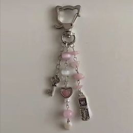 Handmade Love Keychain, sweet romantic star heart-shaped Pearl Crystal Keychain gift to his girlfriend Y2K