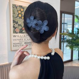 S3648 Fashion Jewelry Resin Hairpin Hair Clip For Women Bobby Pin Lady Girls Rhinestone Double Flower Barrette Big Duckbill Hair Accessories