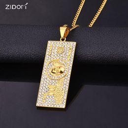 Pendant Necklaces Men Hiphop 100 Dollar Shape Stainless Steel 20-24inch Long Cuban Chain Novelty Necklace Hip Hop Jewellery