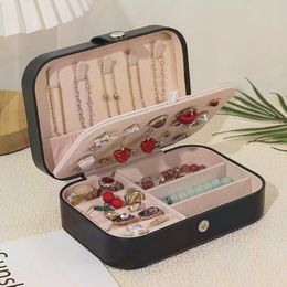 Jewellery Boxes Portable Jewellery Boxes Leather Travel Jewellery Organiser Box Women Necklace Earrings Rings Storage Case Display Holder 230515