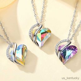 Pendant Necklaces New Ocean Heart Pendant Nelace January-December Birstone Jewelry Nelace Valentines Day Gift