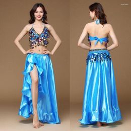 Stage Wear For Thailand/India/Arab Hip Scarf Show Costumes Sequins Dancer Skirt Halter Bra Performance Top Belly Dance