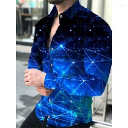 Men's Casual Shirts Fashion For Men Shirt Constellation Print Long Sleeve Tops Men's Clothing Party Cardigan Blouses Sizt S-4XL