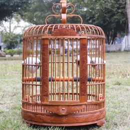Bird Cages Carved thrush bird cage bamboo boutique high-end hand-carved luxury large myna parrot myna bamboo bird cage 230516