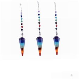 Pendant Necklaces 7 Chakra Stone Yoga Necklace Quartz Natural Stones Dowsing Pendum Reiki Rainbow Jewellery Womans Gift Drop Delivery P Dhdym