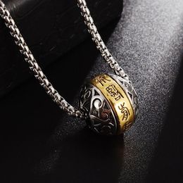 Pendant Necklaces Buddhist Rotatable Lucky Beads Couple Amulet Silver Plated Men Women Fashion Necklace Jewellery