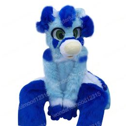 Performance Blue Husky Dog Mascot Costumes Carnival Hallowen Gifts Unisex Adults Fancy Party Games Outfit Holiday Outdoor Advertising Outfit Suit